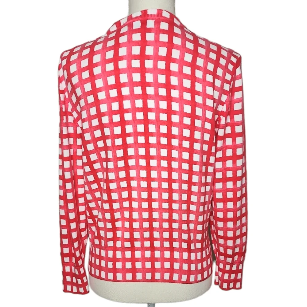 Crown & Ivy Red & White Cotton Spandex Blend Short Cardigan - Picture 5 of 7